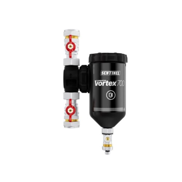 SENTINEL Filtro Defangatore Vortex Eliminator 700 1" per Caldaia e Pompa di calore con 2 Valvole Incluse