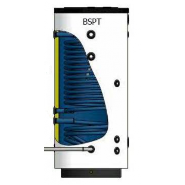 - ELBI - Bollitore vetrificato con due scambiatori fissi, doppio serpentino, per produzione di ACS per pompa di calore e solare termico - MODELLO BSPT (261-799 litri)